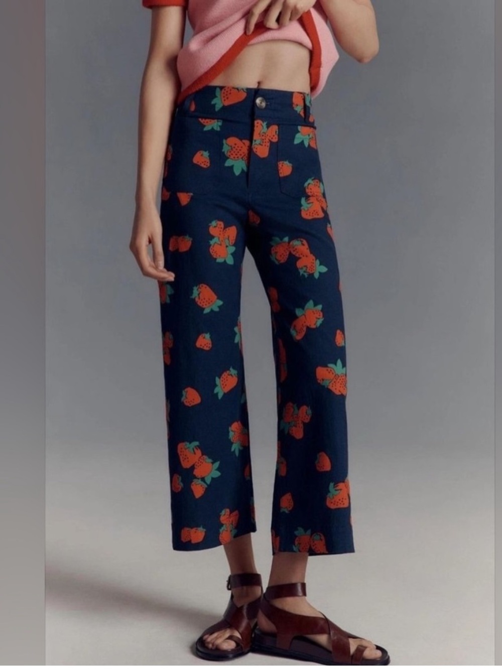 Anthropologie Maeve Colette pants strawberry print